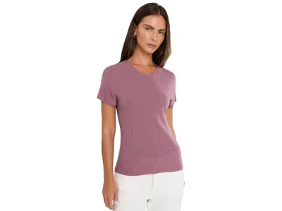 Vince Pointelle V-neck T-shirts Women's Clothing Dusty Peony: Xs, Wool In Multi
