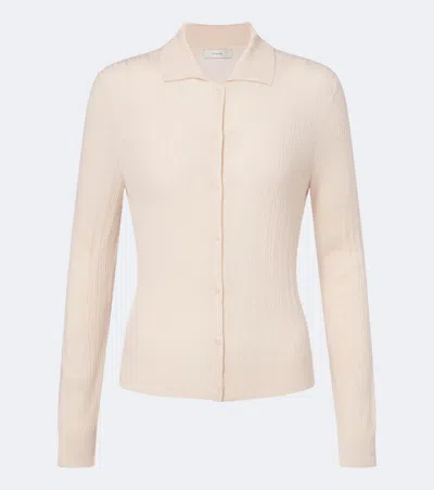 Vince Pointelle Wool Cardigan In Pink