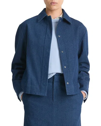 Vince Polished Indigo Twill Jacket In Blue