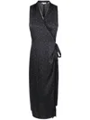 Vince Polka Dot Faux Wrap Dress In Black