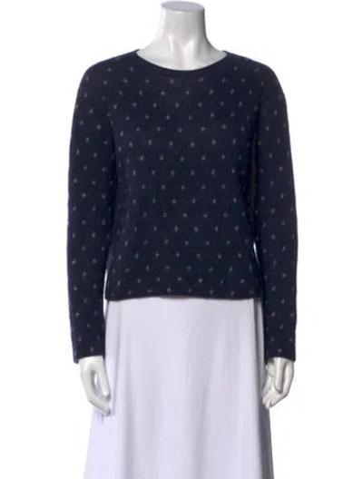 Pre-owned Vince Polka Dot Print Crew Neck Sweater In Blue