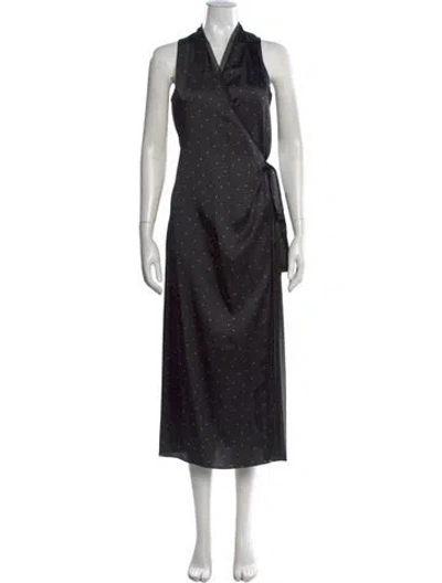 Pre-owned Vince Polka Dot Print Long Dress In Black
