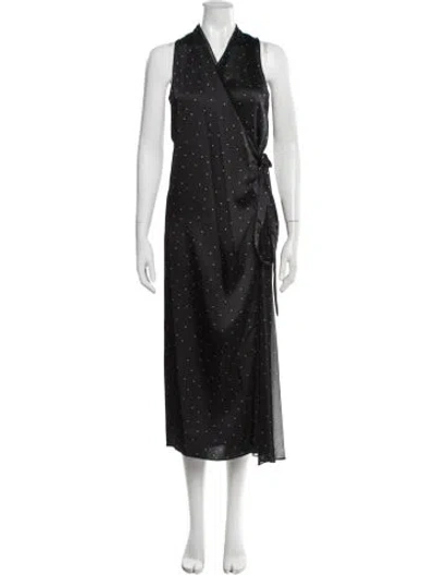 Pre-owned Vince Polka Dot Print Long Dress In Black