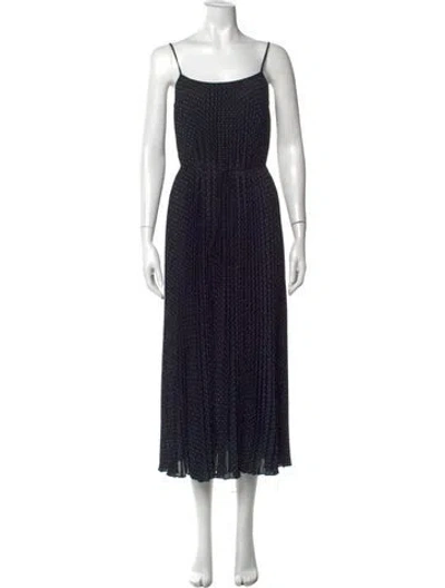 Pre-owned Vince Polka Dot Print Midi Length Dress In Blue