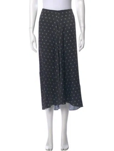 Pre-owned Vince Polka Dot Print Midi Length Skirt In Blue