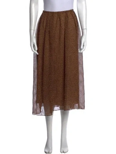 Pre-owned Vince Polka Dot Print Midi Length Skirt In Brown