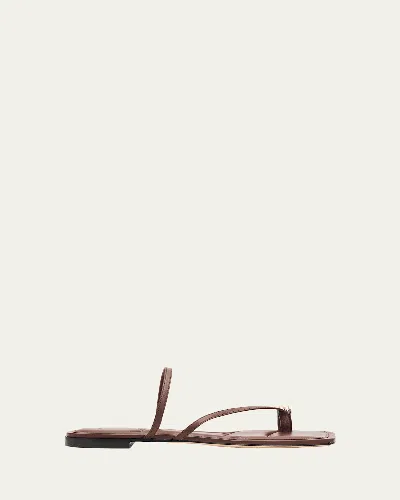 Vince Polli Leather Toe-ring Flat Sandals In Brown