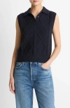 Vince Polo Cable Sweater Vest In Blue
