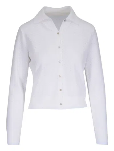 Vince Polo-collar Cardigan In White