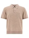 Vince Pocketed Polo With Ribbed Collar And Sleeves In Beige