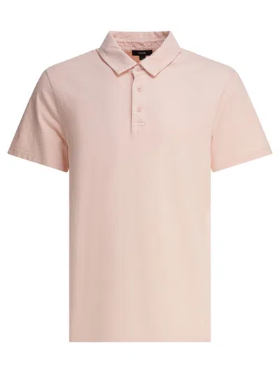 Vince Garment Dye Cotton Polo Shirt In Pink