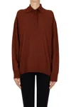 Vince Polo Style Pullover In Brick Red