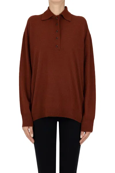 Vince Polo Style Pullover In Brick Red