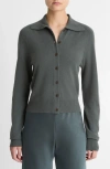 Vince Button Front Polo Cardigan Sweater In Green