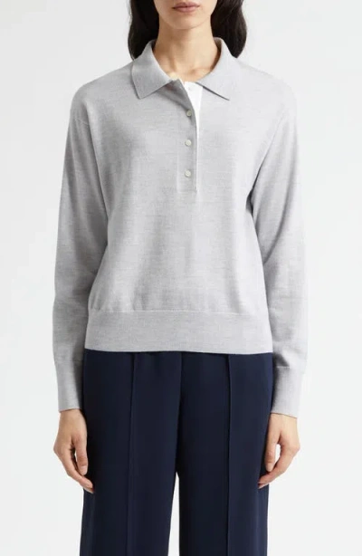 Vince Polo Wool Blend Sweater In White