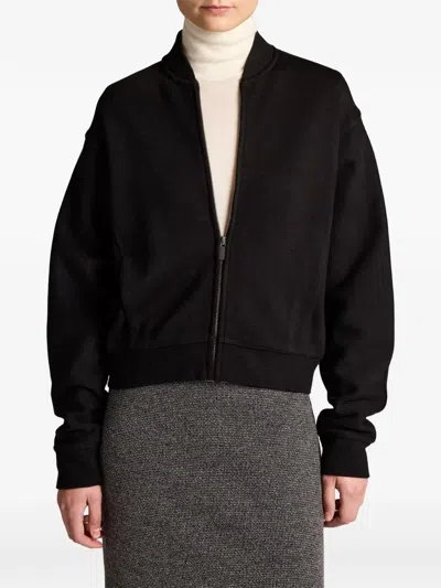 Vince Ponte-knit Bomber Jacket In Black