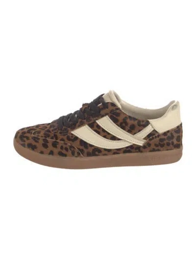 Pre-owned Vince Ponyhair Animal Print Sneakers In Brown