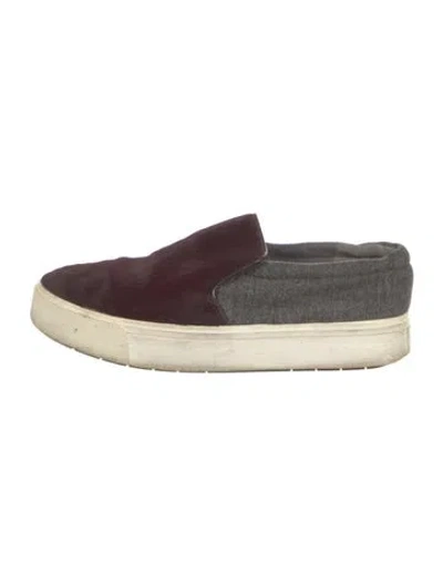 Pre-owned Vince Ponyhair Colorblock Pattern Loafers In Burgundy