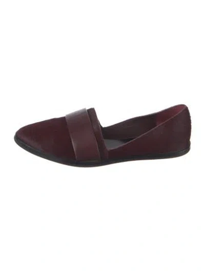 Pre-owned Vince Ponyhair Leather Trim Embellishment Loafers In Purple
