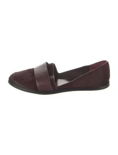 Pre-owned Vince Ponyhair Leather Trim Embellishment Loafers In Purple