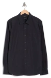 Vince Poplin Long Sleeve Classic Fit Button-up Shirt In Black