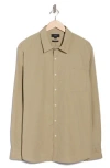Vince Poplin Long Sleeve Classic Fit Button-up Shirt In Green
