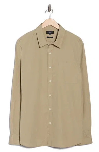 Vince Poplin Long Sleeve Classic Fit Button-up Shirt In Green