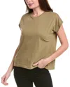 Vince Popover Cap Sleeve T-shirt In Green
