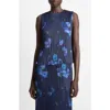 Vince Blurred Poppy Top In Blue