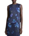 Vince Blurred Poppy Top In Blue