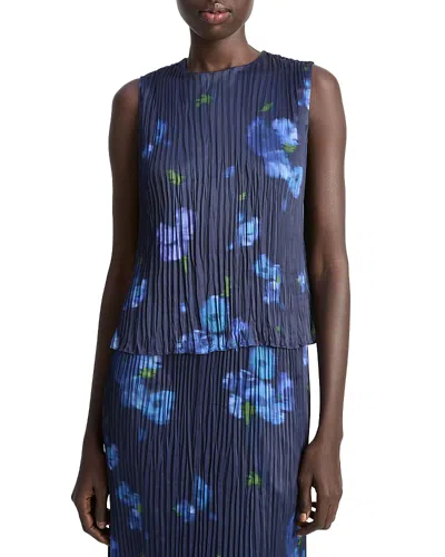 VINCE POPPY BLUR CRUSHED SATIN TOP