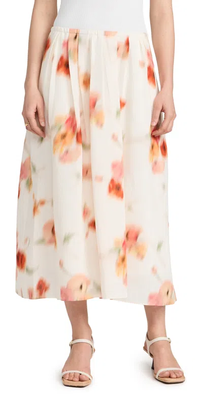 Vince Floral-print Pleated Midi Skirt In Neutrals