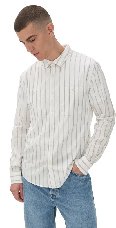 Vince Port Stripe Double Pocket Shirt Off White/smoke