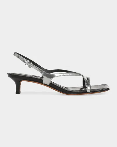 Vince Posie 45mm Leather Slingback Sandals In Silver