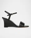 Vince Prema Leather Wedge Sandals In Black Leather