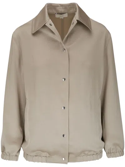 Vince Press-stud Bomber Jacket In Brown
