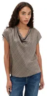 Vince Pressed Plaid Blouse Multi Plaid In Gray