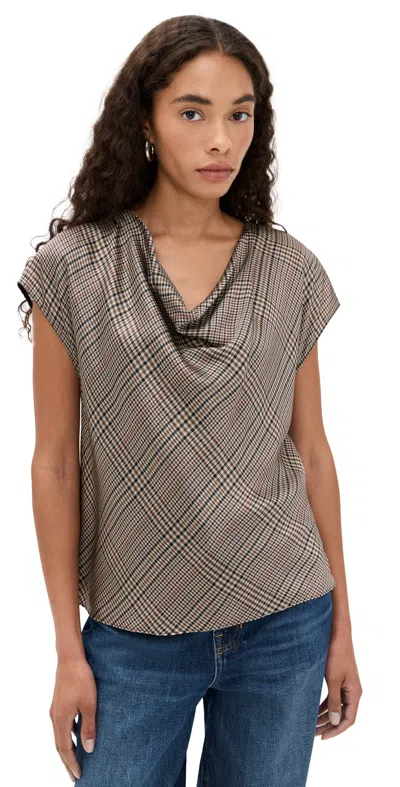 Vince Pressed Plaid Blouse Multi Plaid In Gray