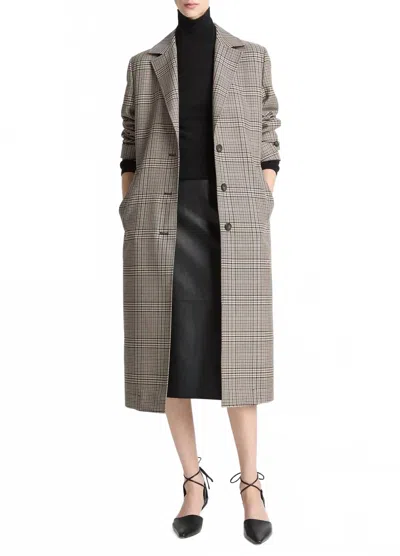 Vince Pressed Plaid Car Coat In Multicolor