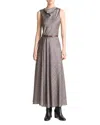 Vince Pressed Plaid Cowl Neck Maxi Dress In Multi