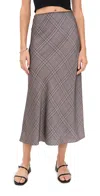 Vince Pressed Plaid Shaped Hem Skirt Multi Plaid In Gray