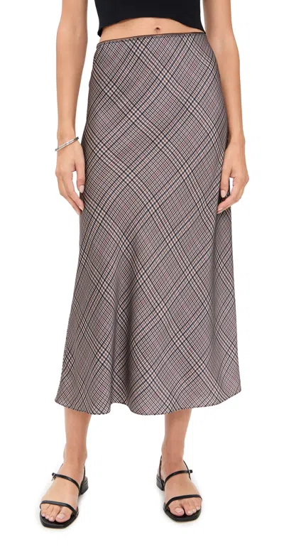 Vince Pressed Plaid Shaped Hem Skirt Multi Plaid In Gray