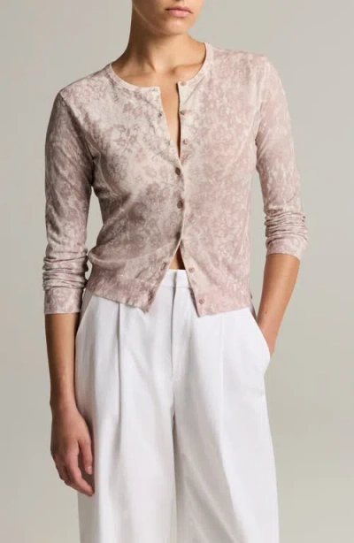 Vince Print Lace Cardigan In Brown