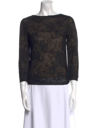 Pre-owned Vince Printed Bateau Neckline Sweater In Black