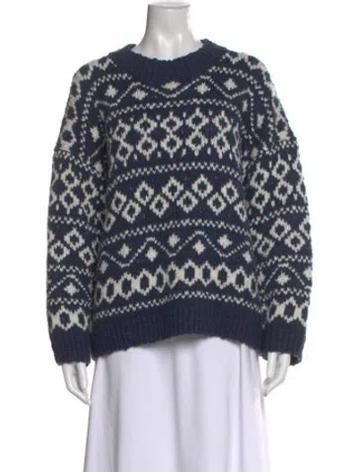 Pre-owned Vince Printed Crew Neck Sweater In Blue