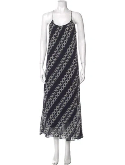 Pre-owned Vince Printed Long Dress In Blue