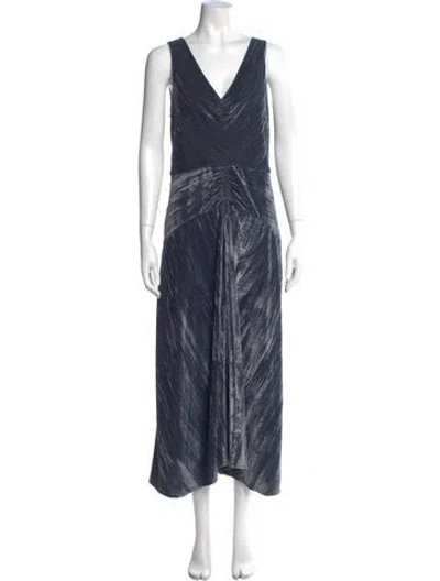Pre-owned Vince Printed Long Dress W/ Tags In Blue