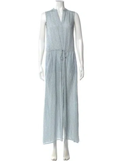 Pre-owned Vince Printed Long Dress In White