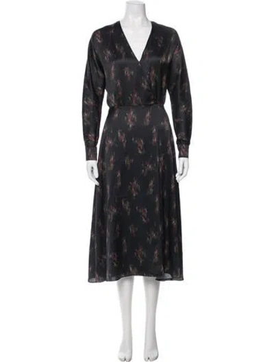 Pre-owned Vince Printed Midi Length Dress In Black