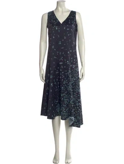 Pre-owned Vince Printed Midi Length Dress In Blue